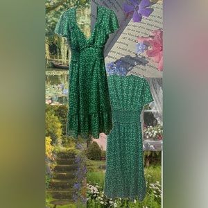 GREEN FLORAL LONG DRESS : SIZE X-SMALL / MAX STUDIO